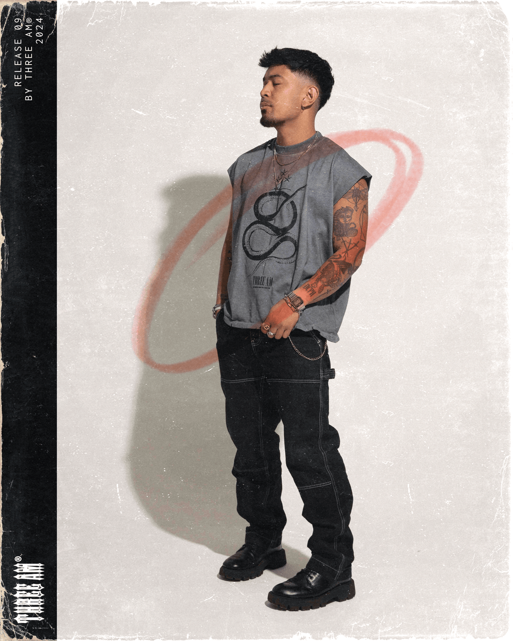 REBIRTH Sleeveless Tank - VINTAGE GREY - THREE AM® Store